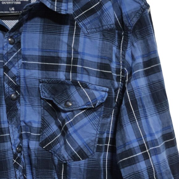 American Eagle Vintage Fit Button Up Shirt Mens Size Large Blue Long Sleeve - Picture 3 of 6